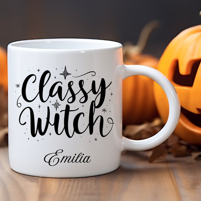 Mug Nom d'Halloween de sorcière classique Typographie  (Créateur téléchargé)