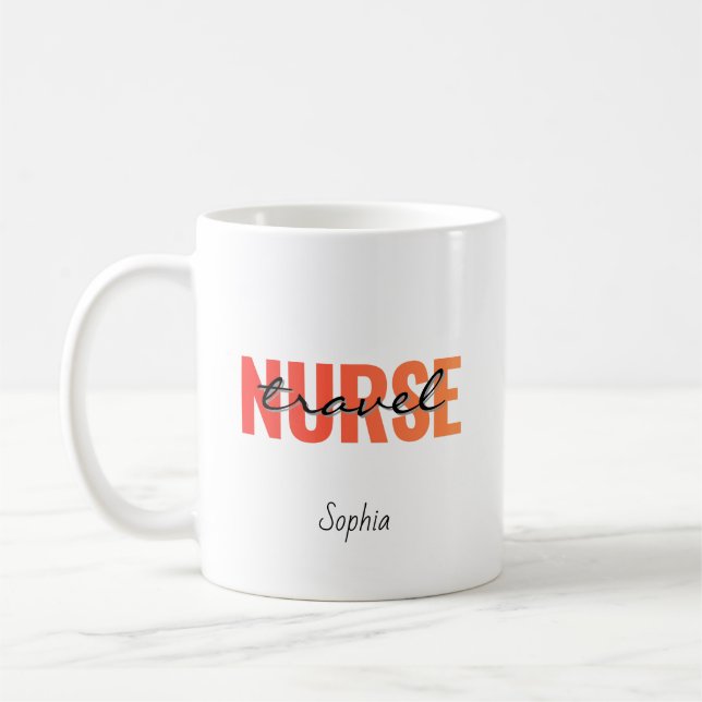 Mug Nom d'infirmière de voyage personnalisé (Gauche)