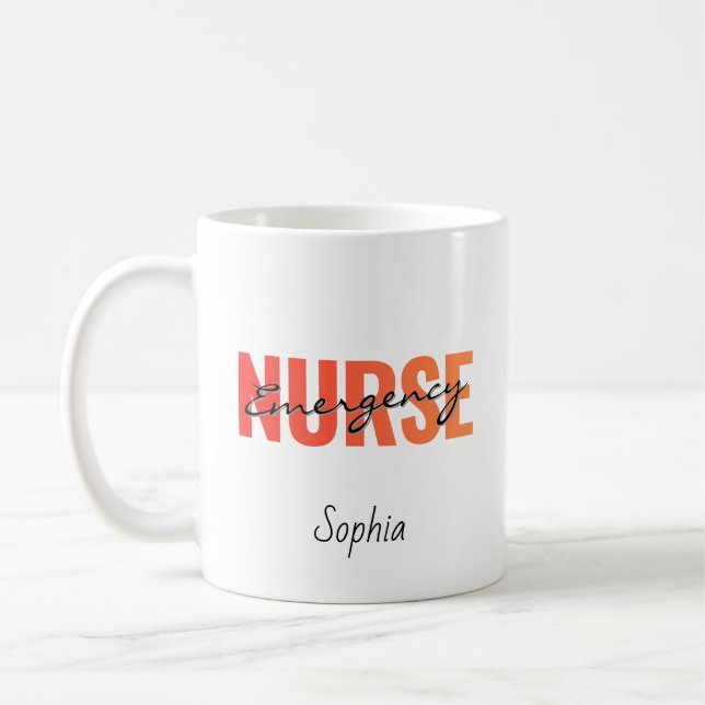 Mug Nom d'infirmière d'urgence personnalisé (Gauche)