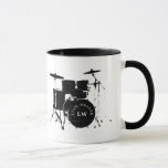 Mug nom du batteur<br><div class="desc">Un mug noir et blanc cool pour un batteur,  personnalisé avec son nom</div>