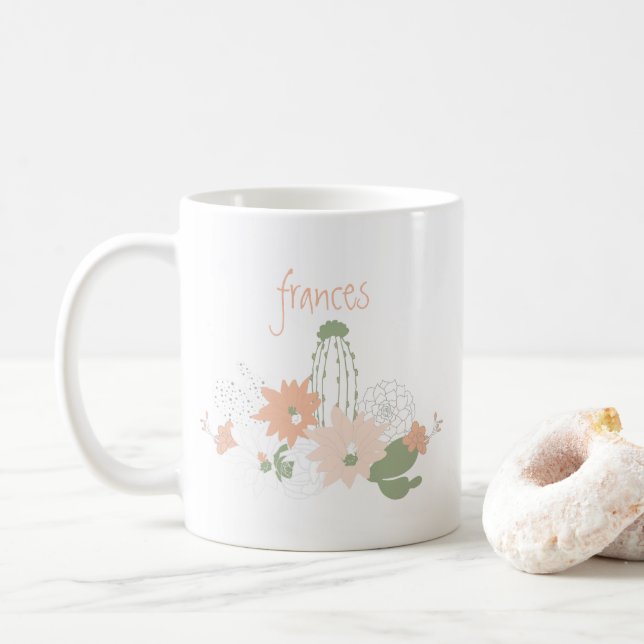 Mug Nom du cactus Nom des succulents floraux (Avec donut)