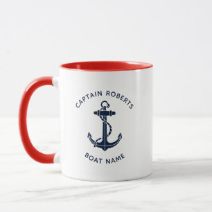 Mug Nom du capitaine d'ancre de bateau nautique person