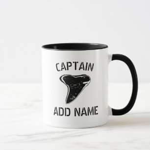Mug Nom du capitaine de bateau personnalisé requin to