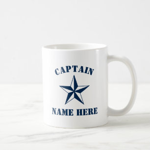 Mug Nom du capitaine de l'étoile nautique personnalisé