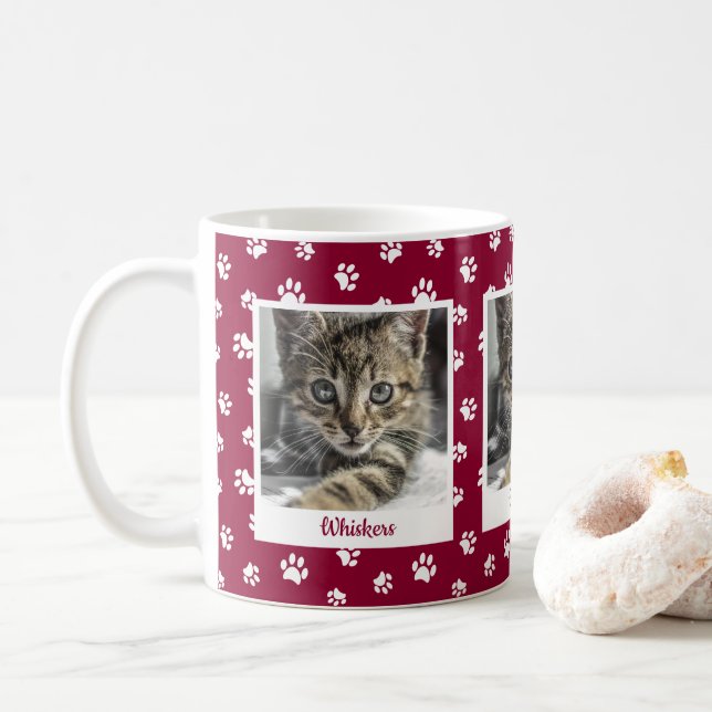 Mug Nom du chat mignon et photo Empreintes de pattes r (Avec donut)