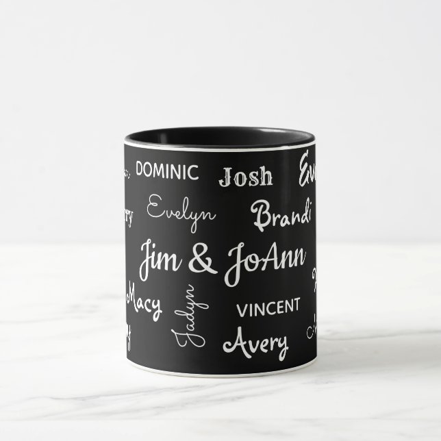 Mug Nom du couple avec enfants et petits-enfants Noms (Centre)