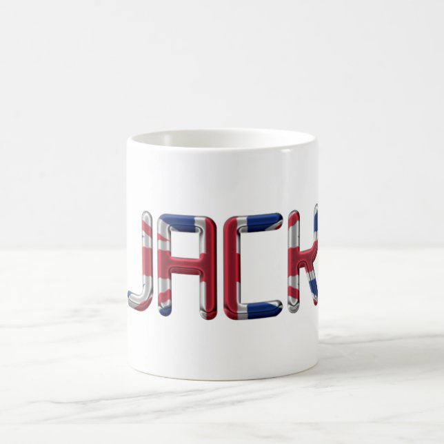 Mug Nom du drapeau britannique Union Jack Typographie (Centre)
