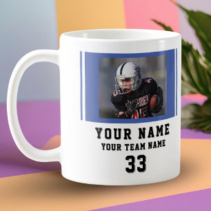 Mug Nom du joueur bleu Numéro Équipe Photo