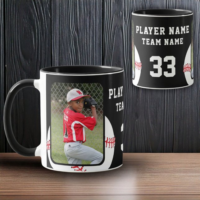 Mug Nom du joueur de baseball Numéro Équipe 2 Photos (Créateur téléchargé)
