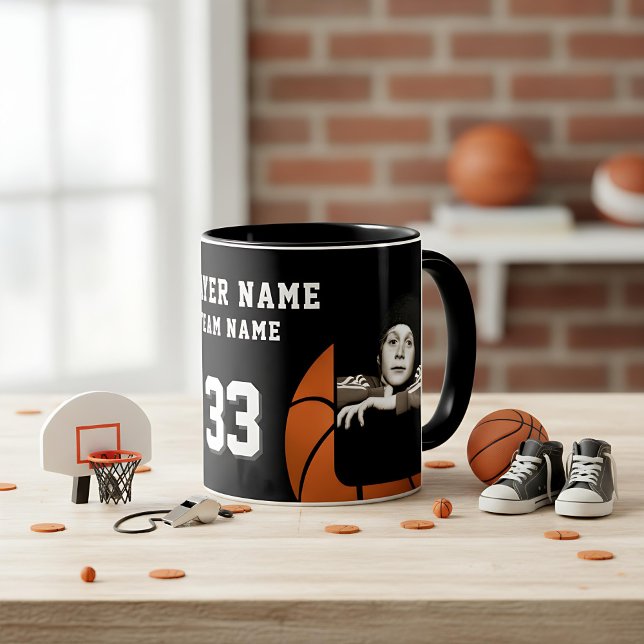 Mug Nom du joueur de basket-ball Numéro Équipe 2 Photo (Créateur téléchargé)