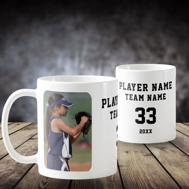 Mug Nom du joueur de softball Numéro de l'équipe 2 Pho (Créateur téléchargé)