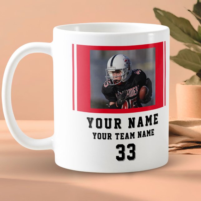 Mug Nom du Joueur Rouge Numéro Équipe Photo (Créateur téléchargé)