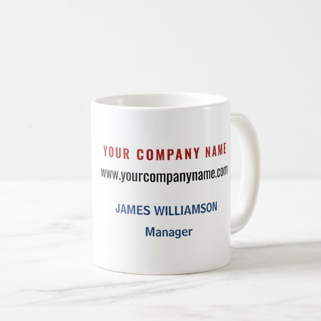 Mug Nom du logo de l'entreprise Site Web Employé Promo (Devant droit)
