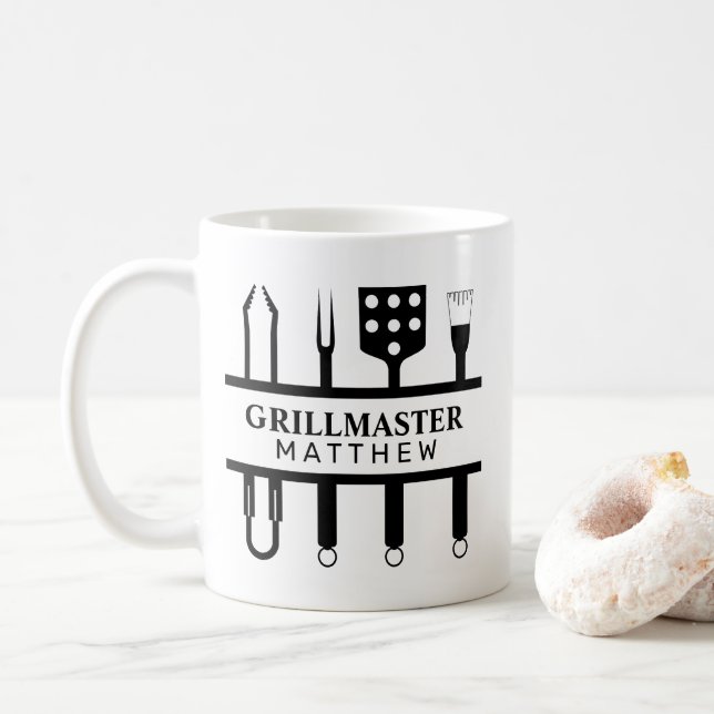 Mug Nom du maître du grill pour la fête des pères (Avec donut)