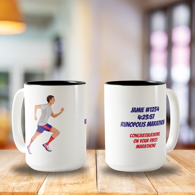 Mug Nom du marathon Heure et lieu Homme Personnalisé (Créateur téléchargé)