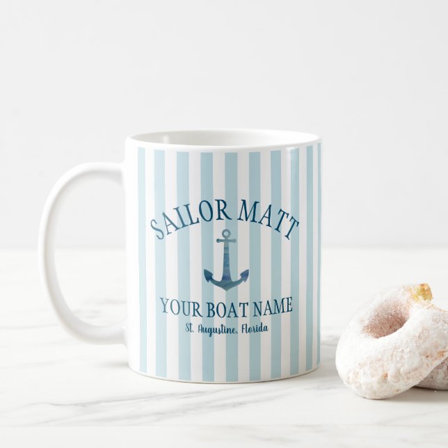 Mug Nom du marin personnalisé Floride Ancre (Avec donut)