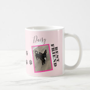 Mug Nom du meilleur ami Patte Rose Chaud Photo d'anima