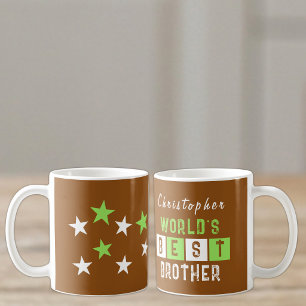 Mug Nom du meilleur frère du monde étoiles marron