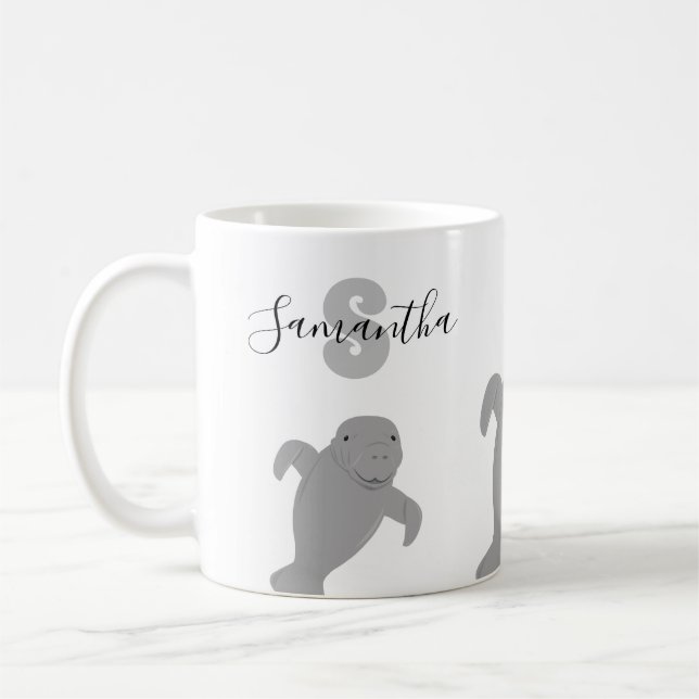 Mug Nom du monogramme Animal lambé (Gauche)