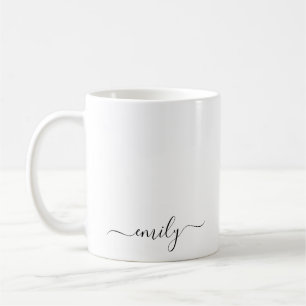 Mug Nom du monogramme blanc noir moderne