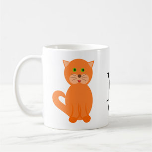 Mug Nom du monogramme de chat orange mignon