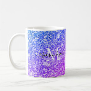 Mug Nom du monogramme de la Parties scintillant rose e