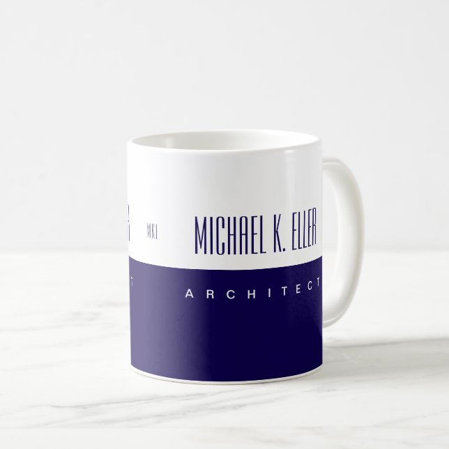 Mug Nom du monogramme et emploi bleu moderne (Devant droit)