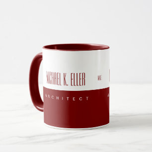 Mug Nom du monogramme et emploi Moderne Rouge profond