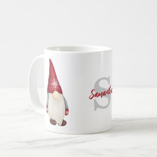 Mug Nom du monogramme Gnome de Noël mignon