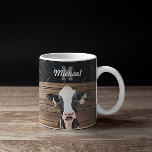 Mug Nom du monogramme Holstein Cow Dairy Farm Livestoc