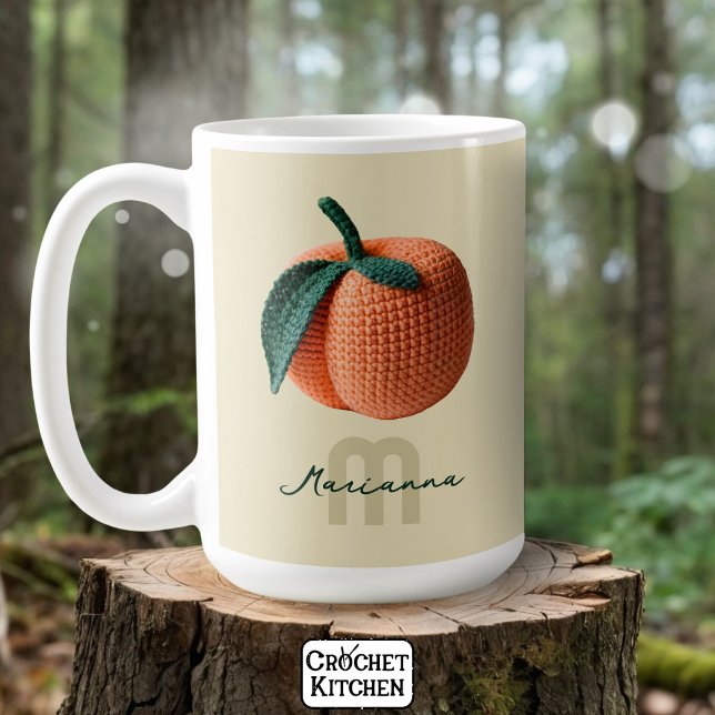 Mug Nom du monogramme Pêche au Crochet moderne minimal (Créateur téléchargé)