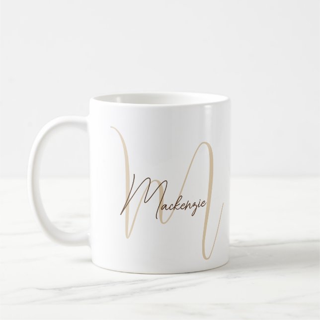 Mug Nom du monogramme Script initial Simple (Gauche)