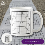 Mug Nom du monogramme Sudoku<br><div class="desc">C'est une tasse à café SUDOKU amusante pour quand vous attaquez ces puzzles Sudoku. Le design simple, noir et blanc montre deux puzzles incomplets à l'avant et à l'arrière, avec un MONOGRAMME PERSONNALISABLE et du texte au milieu. Cela ferait un cadeau idéal pour les passionnés de Sudoku dans votre vie....</div>