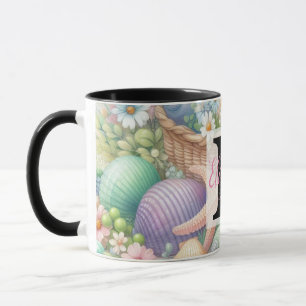 Mug Nom du monogramme sur l'aquarelle Fleurs coquillag