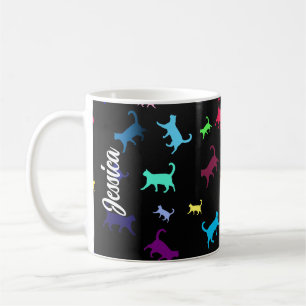 Mug Nom du Motif arc-en-ciel Chats Monogram