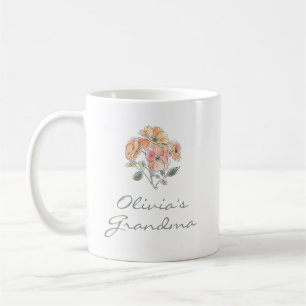 Mug Nom du petit-enfant Grand-mère aquarelle florale p