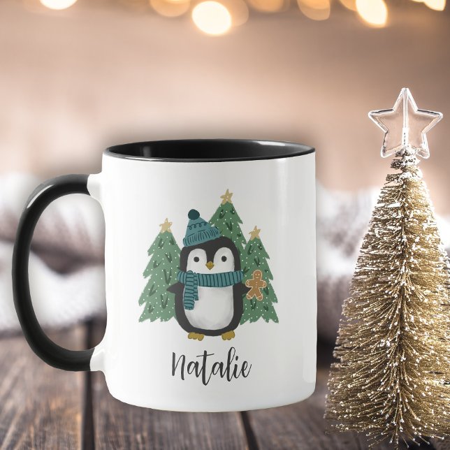 Mug Nom du petit pingouin de Noël mignon (Créateur téléchargé)