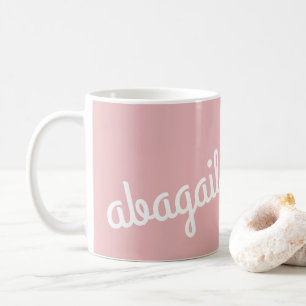 Mug Nom du script Cadeau personnalisé Pink White Coffe