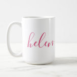 Mug Nom du script Cadeau personnalisé Rose blanc perso<br><div class="desc">Une magnifique bouteille d'eau avec un nom personnalisé dans une police de script moderne et élégante. En rose et blanc. Merveilleux comme une fête des mères,  vacances,  anniversaire,  ménage ou cadeau de servante d'honneur.</div>
