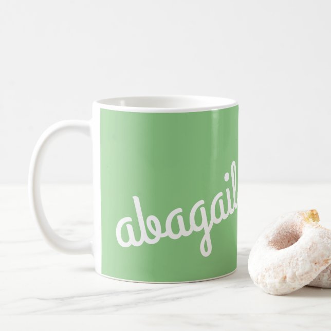 Mug Nom du script Cadeau personnalisé Sage Vert Café M (Avec donut)