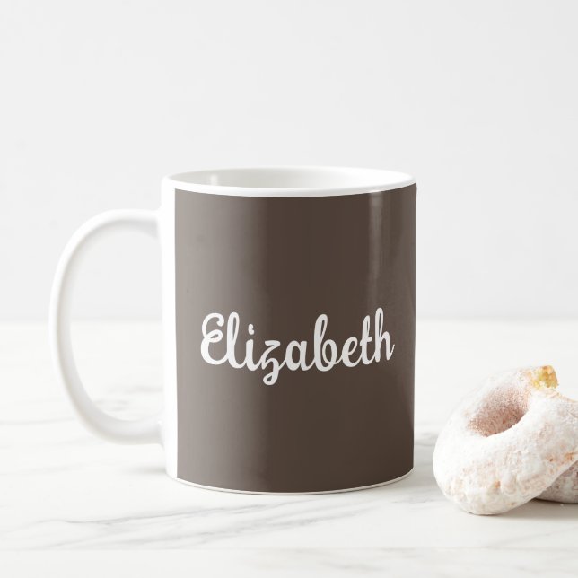 Mug Nom du script client Modèle Brown Élégant (Avec donut)