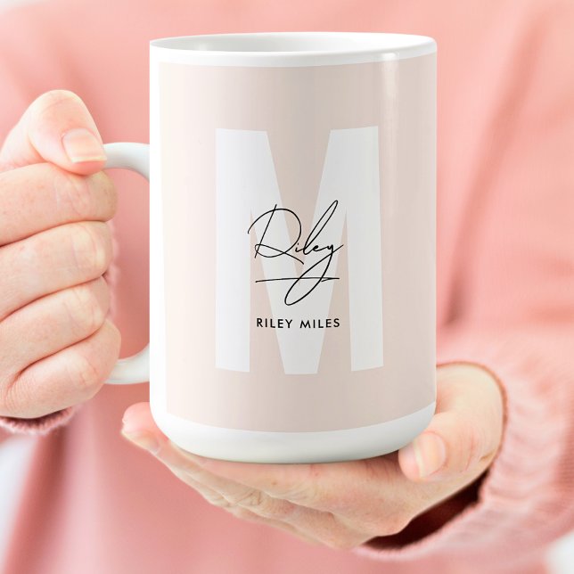 Mug Nom du script du logo de signature personnalisée M (Créateur téléchargé)