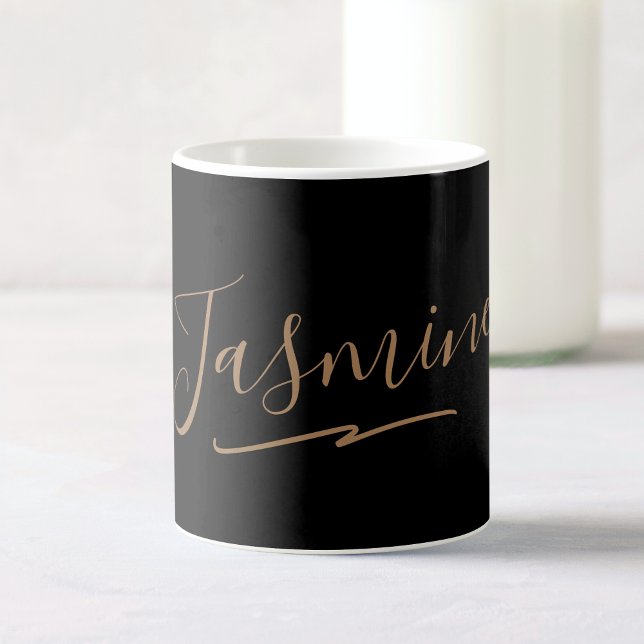 Mug Nom du script féminin en or noir moderne (Créateur téléchargé)