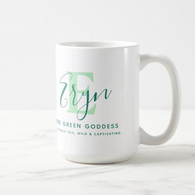 Mug Nom du seigle signifiant monogramme E vert (Droite)