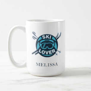 Mug Nom du sport de neige sur ski personnalisé