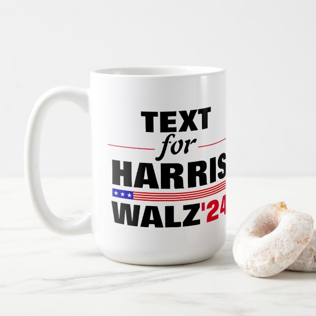 Mug Nom du texte personnalisé pour Harris Walz 2024 El (Avec donut)