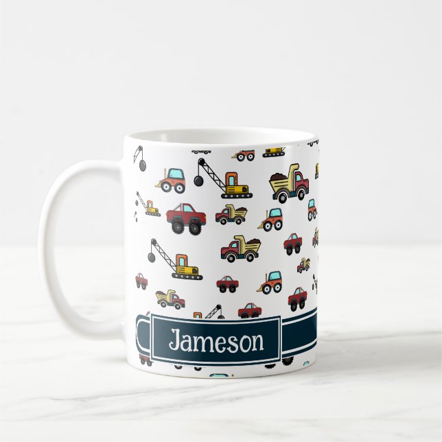 Mug Nom du véhicule de grue de voiture de camion Perso (Gauche)
