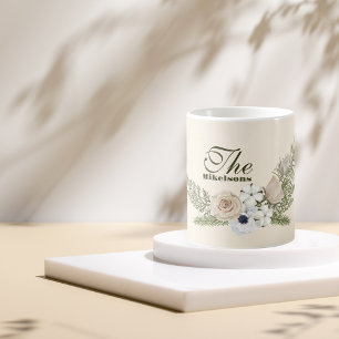 Mug Nom Elegant Aquarelle Florale Noël