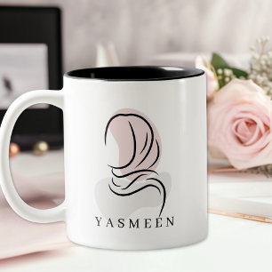 Mug Nom Élégant : Ligne d'Art Minimaliste de Hijab
