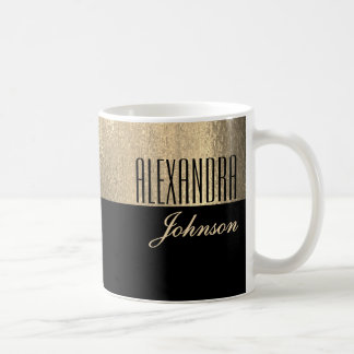 Mug Nom Élégant Or Noir